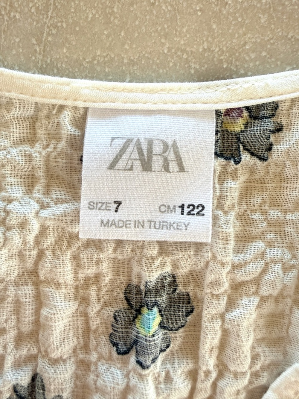 Zara Girls Floral Cutout Knotted Textured Dress Ecru Black Size 7 Cotton - Picture 10 of 12